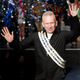 French designer Jean Paul Gaultier reacts as he appears at the end of his Spring/Summer 2015 women's ready-to-wear collection during Paris Fashion Week September 27, 2014. Gaultier, the theatrical star designer of the French fashion world, presented his last women's ready-to-wear show today. The brand, owned by Spanish perfumer Puig, announced earlier this month that it will from now on focus its efforts on haute couture, perfume, and industry collaborations. REUTERS/Gonzalo Fuentes (FRANCE - Tags: FASHION PROFILE ENTERTAINMENT SOCIETY TPX IMAGES OF THE DAY) - RTR47YU3